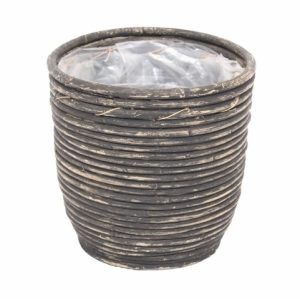 Pot Round Balloon Stripe Black Wash D13H